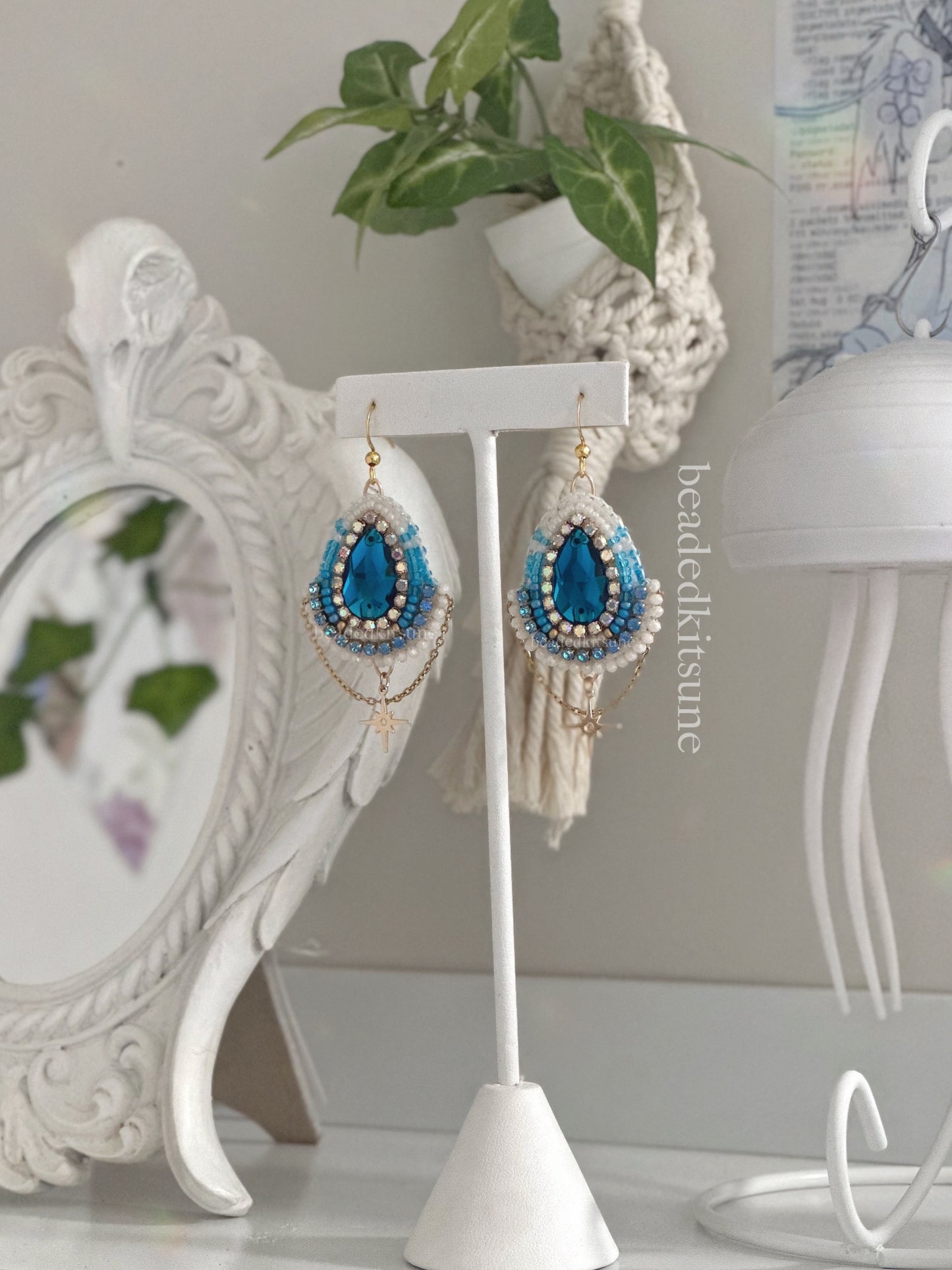 Royal Blue Earrings // Chain