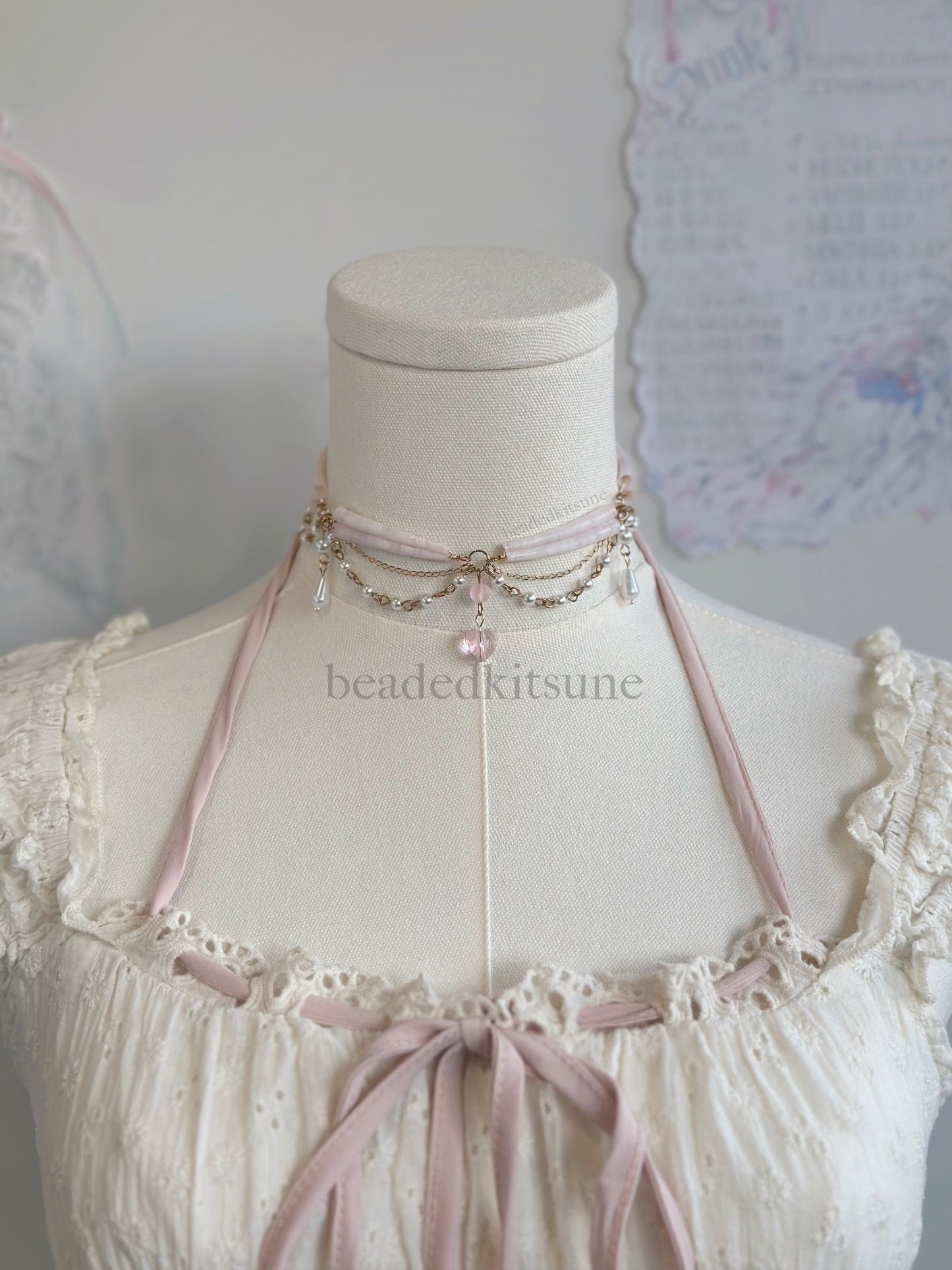 Princess Dentalium Choker //Pink+Gold