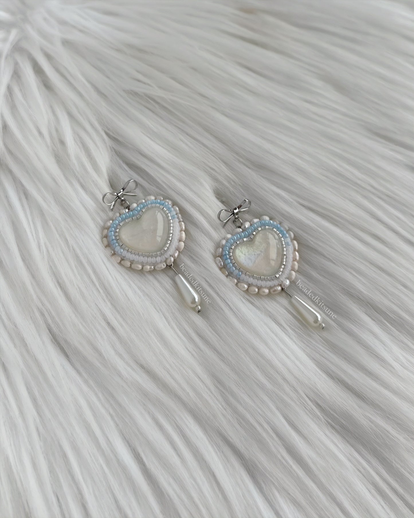 Baby Blue Beaded Earrings