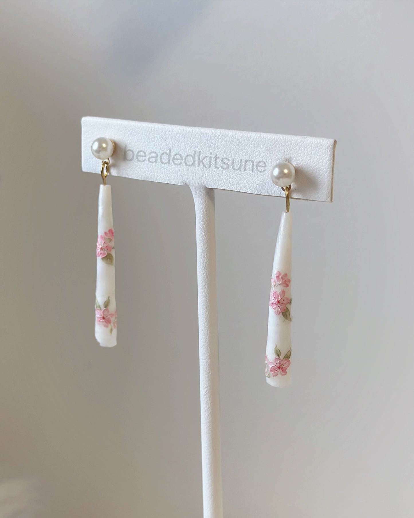 Floral dentalium earrings