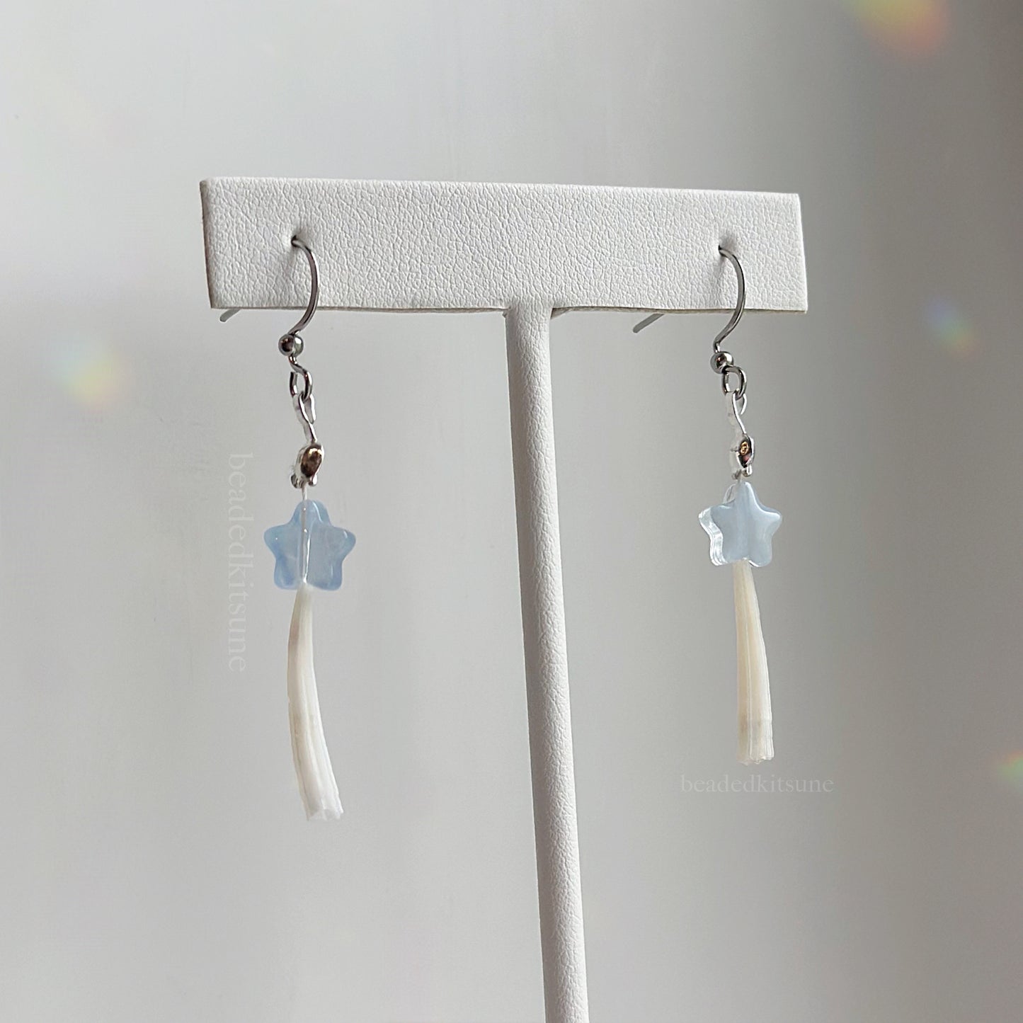 Dentalium Blue Star Earrings