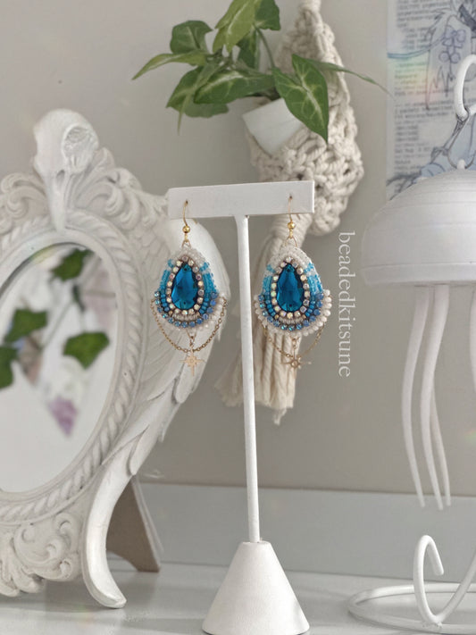 Royal Blue Earrings // Chain