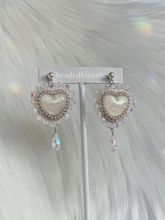 Holo-Heart Beaded Earrings
