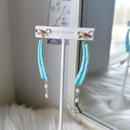 Blue Dentalium Earrings