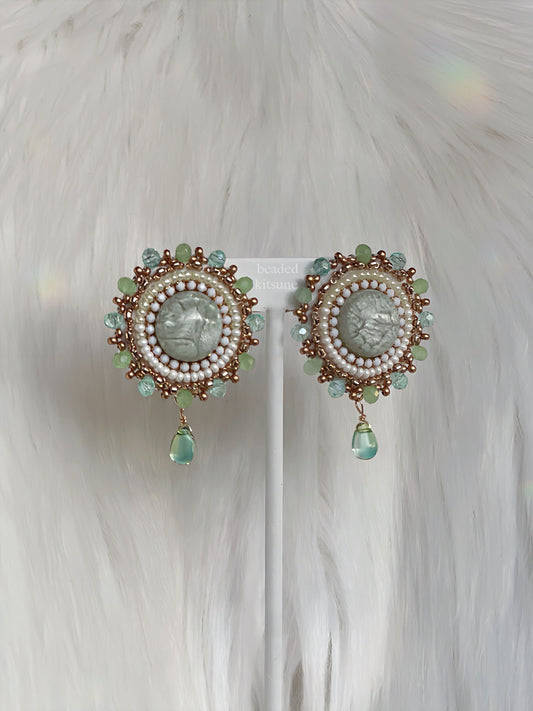 Green Beaded Earrings