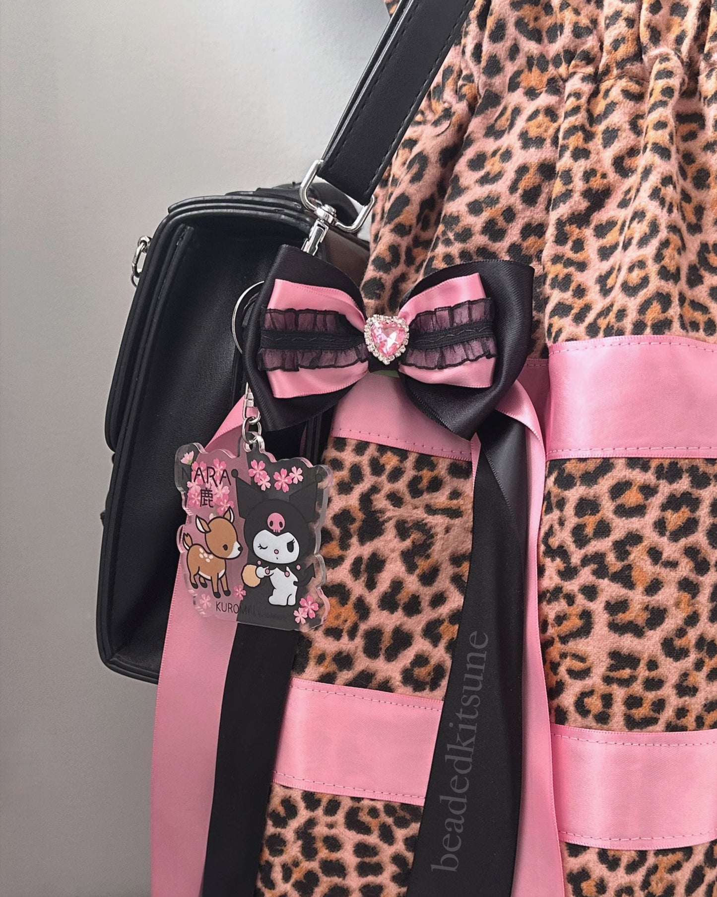 Leopard Ribbin Skirt // Pink+Black