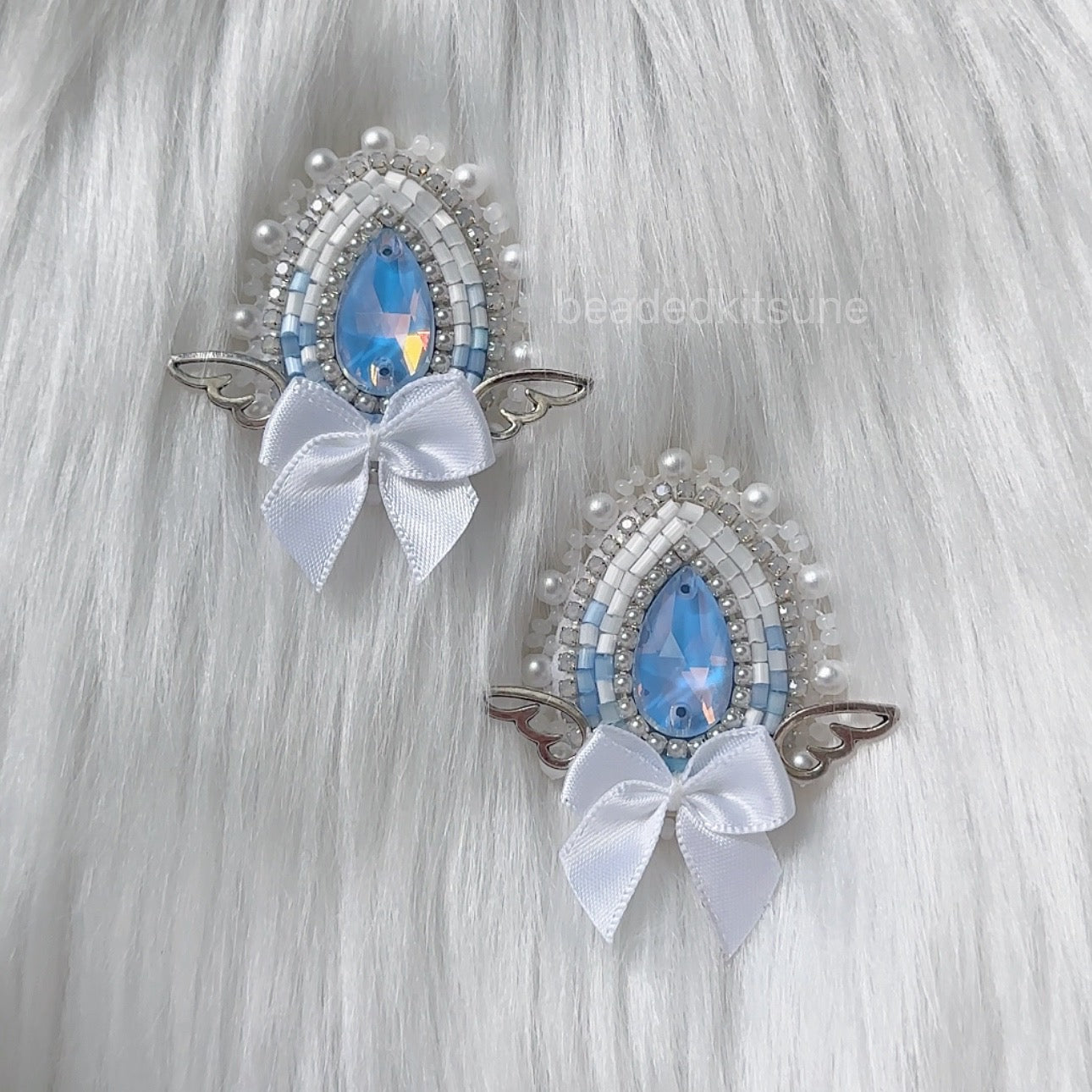 Angel Beaded Earrings // Blue